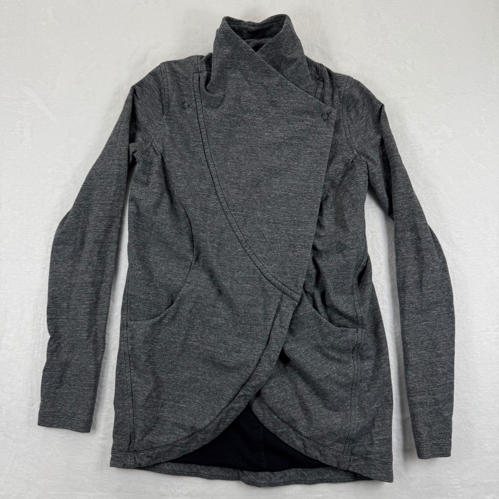 Lululemon That's a Wrap Cardigan Jacket Gray Heathered 4 Long Sleeve Thumb Holes - Picture 2 of 10